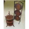 Image 1 : Two mahogany cake stands and a gilt-framed mirror. H 88.5cms and 60cms (stands)...