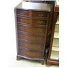 Image 1 : A mahogany serpentine chest of drawers, H 104cms W 53cms...