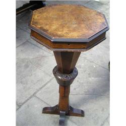 A Victorian walnut octagonal work table (modified), Dia. 47cm...