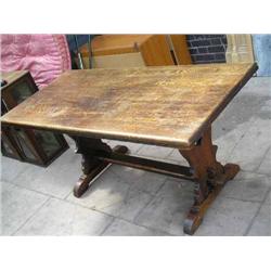 A 20th century oak refectory table, L 152cm W 72.5cm...