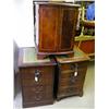 Image 1 : A mahogany bow-fronted stereo cabinet, H 74cms W 56cms; and two mahogany filing cabinets...