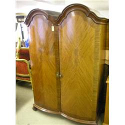 A walnut wardrobe, H 198cms...