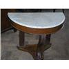 Image 1 : A Victorian walnut demi-lune washstand with marble top, H 67cms W 91.5cms...