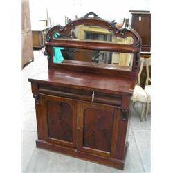 A Victorian mahogany chiffonier, with shaped back, H 154cms W 103.5cms...