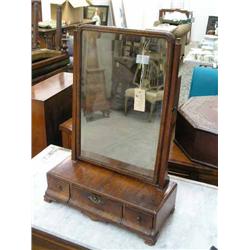 An early 18th century walnut box-framed toilet mirror,...