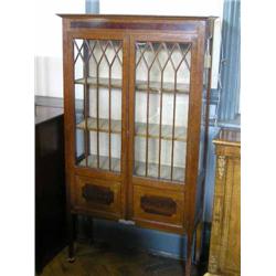 An Edwardian fiddle-back mahogany display cabinet (a.f), H 169cms W 92cms...
