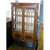 Image 1 : An Edwardian fiddle-back mahogany display cabinet (a.f), H 169cms W 92cms...