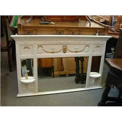 A 19th century Adam style painted overmantel mirror, H 85cms W 140cms...