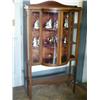 Image 1 : An Edwardian bow-fronted display cabinet, inlaid and glazed, H 164cms W 90cms...