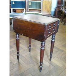 An early Victorian pembroke work table, W 50cms D 36.5cms...