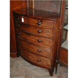 A Victorian mahogany bow-fronted chest of drawers, H 119cms W 105cms...