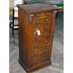 A Victorian walnut Wellington chest, H 103cms W 49cms...