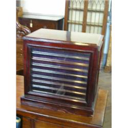 A Victorian mahogany collector's cabinet, fitted sliding trays, H 46cms W 48cms...