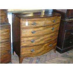 A Victorian mahogany bow-fronted chest of drawers, H 104cm W 104cms...