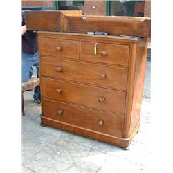 A Victorian mahogany chest of five drawers, H 123 cms W 121cms...