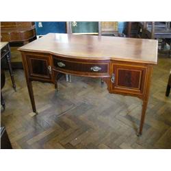 An Edwardian inlaid mahogany writing table, H 81cms W 122cms...