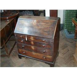 A George III mahogany bureau, H 107cms W 96.5cms...