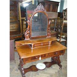 A Victorian mahogany dressing table with adjustable mirror bearing the Neville family crest, H 17...