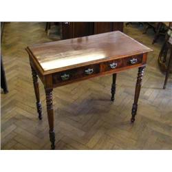 A Victorian mahogany side table, on turned legs, W 91.5cms D 47.5cms...