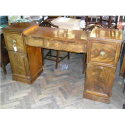 A George IV mahogany pedestal sideboard, H 96.5cms W 173cms...