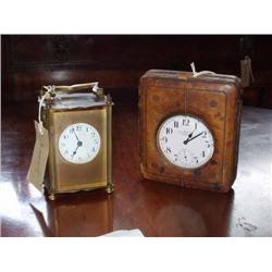 A French brass carriage timepiece and a Goliath watch...