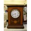 Image 1 : An Edwardian mahogany mantel timepiece having thirty-hour movement, H 25cms W 18cms, and one othe...