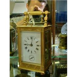 A French brass repeating carriage clock, H 19cms...