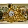 Image 1 : A 19th century French ormolu figural mantel timepiece by Gentl & Edmonds, Paris, having eight-day...