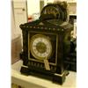 Image 1 : A Victorian slate and marble bracket clock, having eight-day movement, striking on gong, H 42cms...
