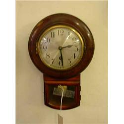 A 1030's beech drop-dial wall clock, H 34cms...