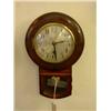 Image 1 : A 1030's beech drop-dial wall clock, H 34cms...
