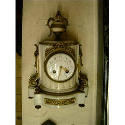 A 19th century French alabaster and ormolu clock, having eight-day movement striking on bell, H 2...