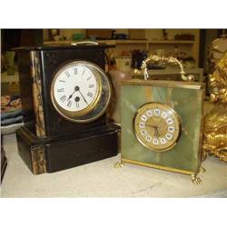 A slate mantel clock and another...