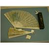Image 1 : Three painted bone and paper fans...