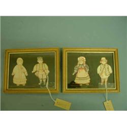 A pair of framed applique studies of Dutch children, 21.5cms x 16.5cms...
