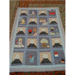 A blue ground patchwork quilt; and one other patchwork quilt, L 183cms W 121cms (blue ground quil...