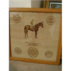 A 1930's equestrian woolwork picture, 'Brown Jack', 47cms x 47cms...