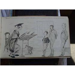 A 19th century sketch book containing caricatures etc and a small album of drawings...
