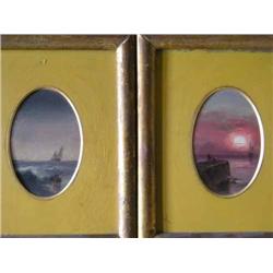 Sarah Louise Kilpack (fl 1880 - 1909) - a pair of miniature seascapes, oil on board, signed, oval...