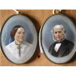 Krantz - a pair of miniature portraits on porcelain, oval, (one a.f.), 11cms x 9cms...