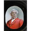 Image 1 : A miniature portrait of a gentleman in hunting pink, oval, 7cms x 5.5cms...