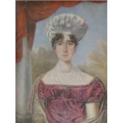19th Century English School - a miniature portrait of a lady, watercolour, 12cms x 9cms...