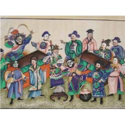 A collection of nine Chinese rice paper drawings....