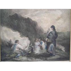 After George Morland 'The Fern Gatherers' - mezzotint...