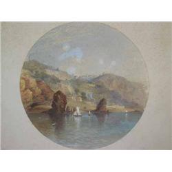 Charles Frederick Buckley - sailing boats off a rocky coast - watercolour, signed and dated 1859,...