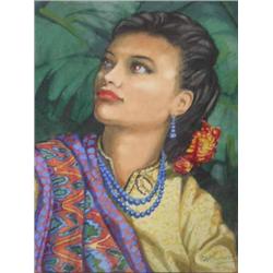 Constance W. Reynolds - native girl - watercolour, signed; and six other pictures, 29cms x 24cms...