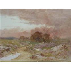 Frank Clifford - watercolour - moorland landscape with sheep, signed 36.5cms x 55cms...