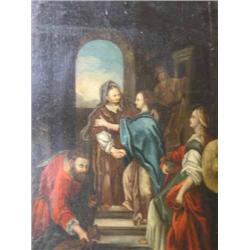 18th Century German School - biblical interior -oil on panel, 46.5cms x 31.5cms...
