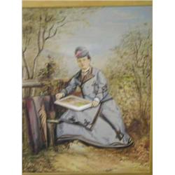 19th Century English School - portrait of a lady in a landscape - watercolour; and another waterc...