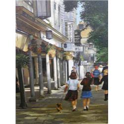 Shirley A. Webb - The Pantiles, Tunbridge Wells - oil on canvas, signed, and two other pictures,...